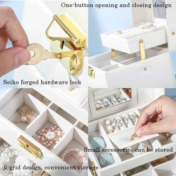 Home Storage 3 Layers PU Leather Jewelry Box - Image 4