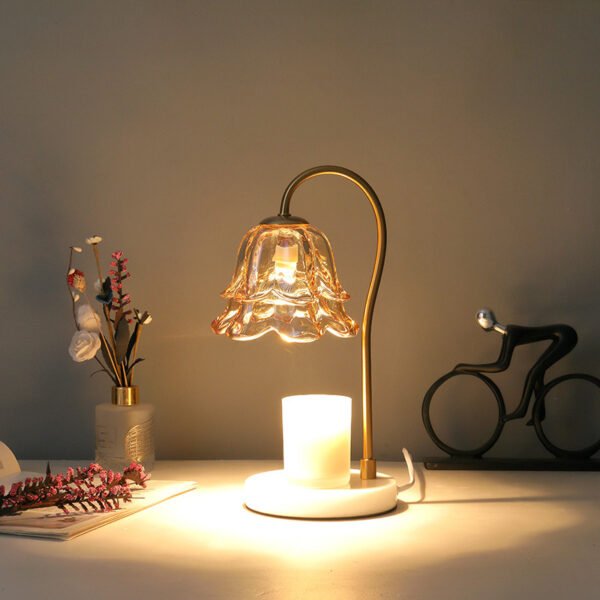 HOME Light Fragrance Candle Warmer Lamp with 2 Bulbs Electric Candle Warmer with Timer & Dimmer for Home Decor Wax Melt for Small Large Size Jar Candles Retro Wooden Base