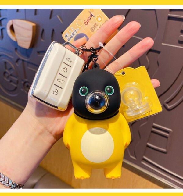 Bubble Blowing Funny Black-faced Milk Dragon Keychain, Exquisite Doll, Stress Relief Toy Bag Pendant - Image 5